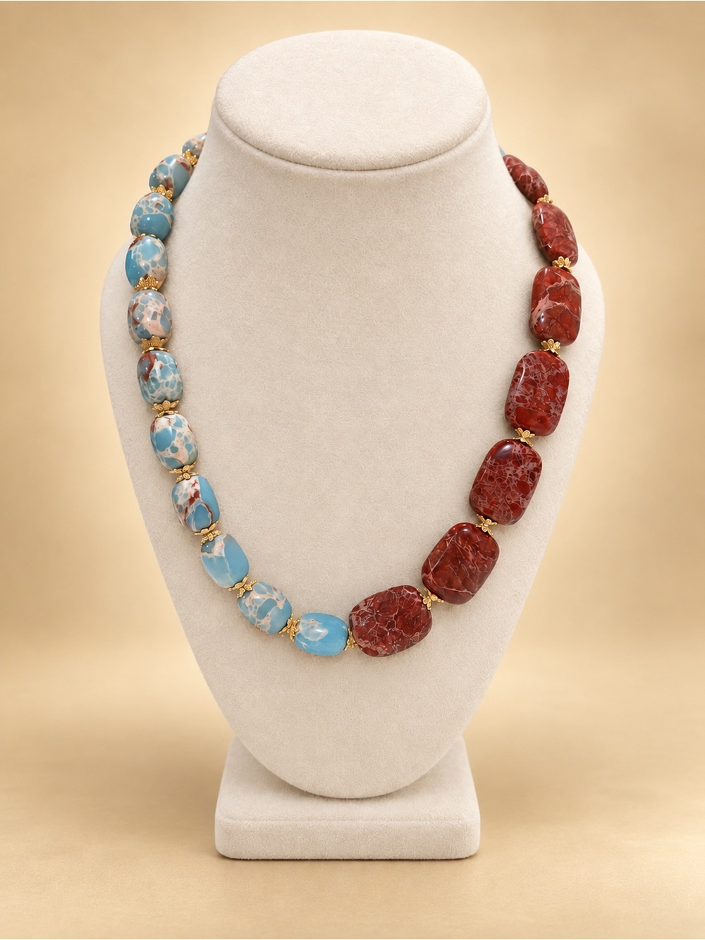 Asymmetrical Impression/Sea Sediment Jasper Necklace - Picture 4 of 4
